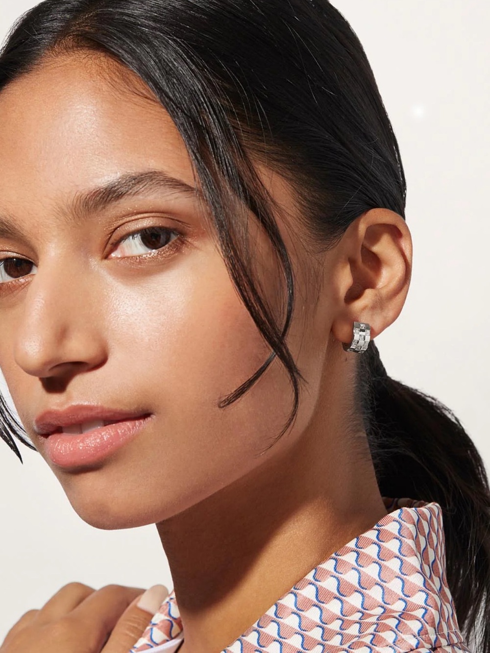 Ana Luisa Eden Silver Pave Hoop Earrings